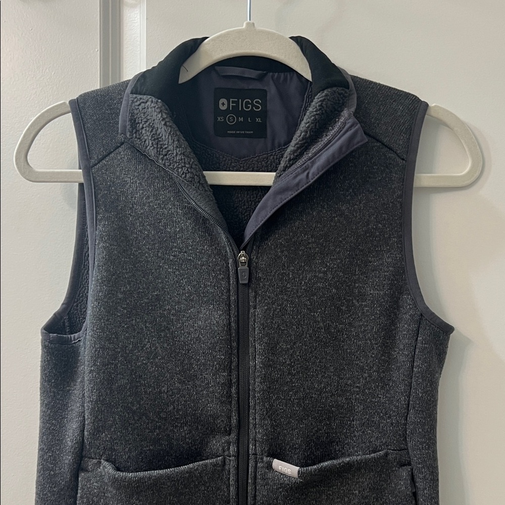 Figs Charcoal Sleeveless Zip Vest